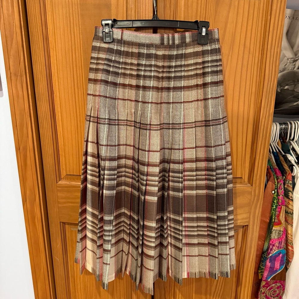 Vintage Tootal Collection Plaid Pleated Wool Skirt Size 8 Handmade Retro